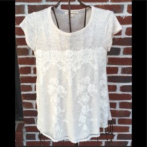 EUC REWIND SHEER FLORAL CREAM LOOSE FIT TOP